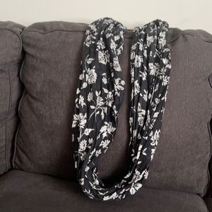 Infinity Scarf - Black and Gray Floral